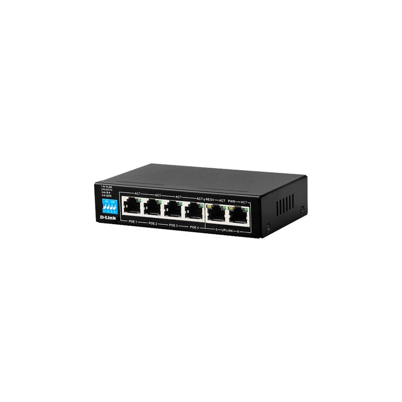 SWITCH (สวิตซ์) D-LINK 6 PORTS DES-F1006P-E (5") 250M 10/100 SWITCH WITH 4 POE PORTS AND 2 UPLINK PORTS